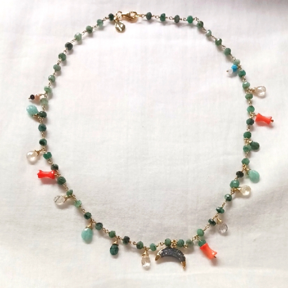 Rarities Gold Over Sterling Crescent Necklace.